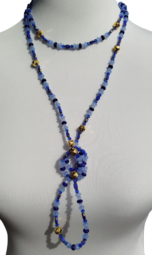 saphirblau gold langkette – mit edlen glasperlen